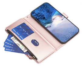 9 Pas - Luxe BookCover Wallet Etui voor Samsung Galaxy S24  -  S25  Roze - Goud