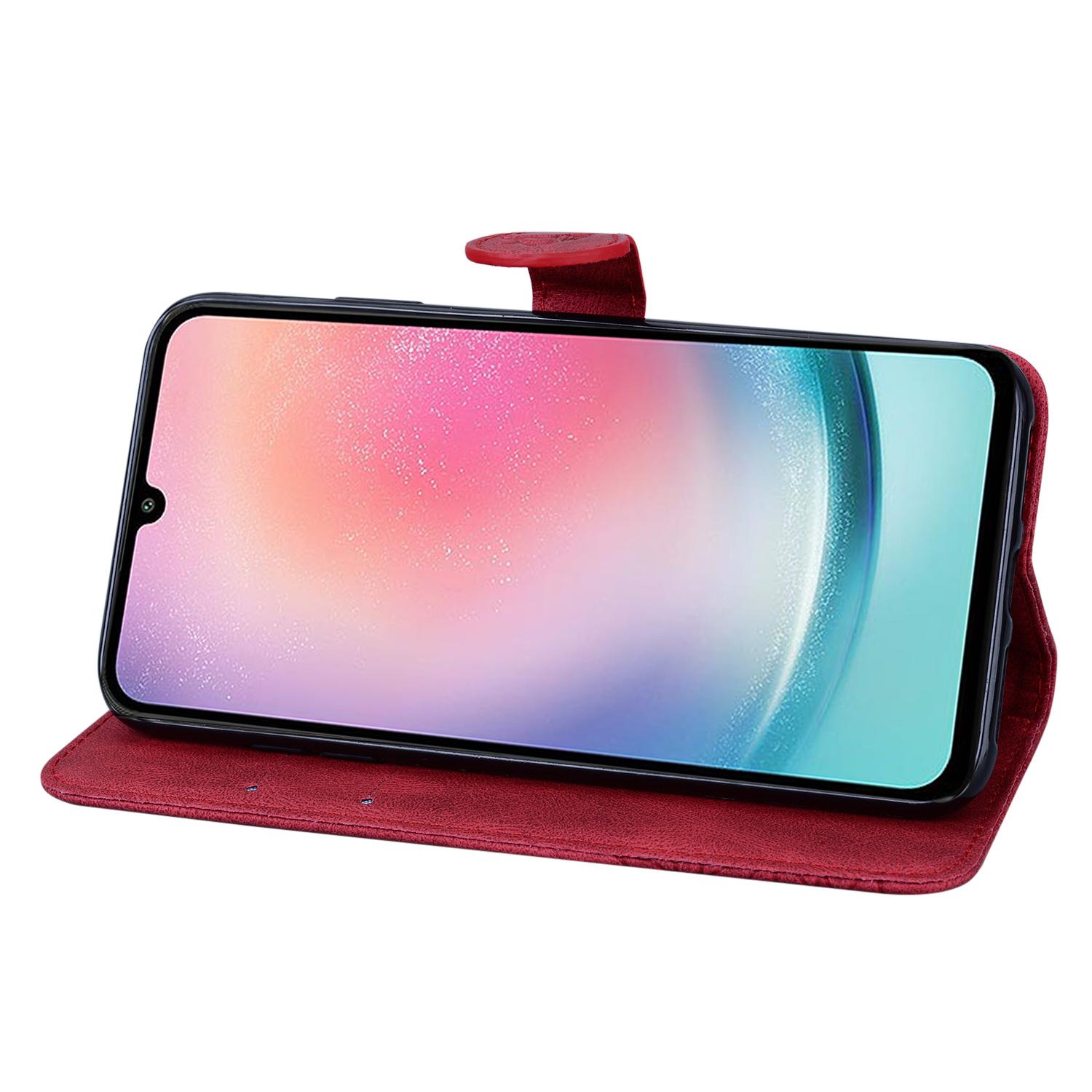 BoekCover Etui Hoes voor Samsung Galaxy A36 - A56  -  Rood -  Vlinder  - Reliëf