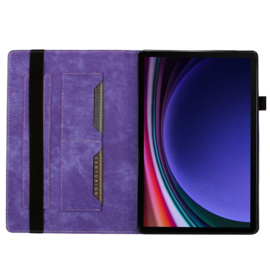 Bescherm-Etui Hoes Map voor Samsung Galaxy Tab S9 Plus - S9 FE Plus - S10 PLUS - 12.4 - Kat Vlinder -  Paars