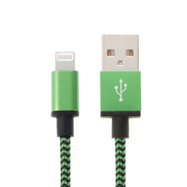 Luxe Metalen Lightning Oplader - Data USB Kabel voor iPhone - iPad  2m Groen