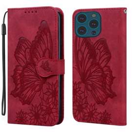 BookCover Hoes Etui voor iPhone 15 PRO MAX     Vlinder    -  Rood