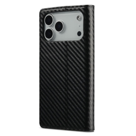 Luxe BoekCover Hoes Etui voor Apple iPhone 17 PRO MAX -   Zwart   -  Rood  -  Carbon
