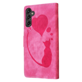 BoekCover Hoes Etui voor Samsung Galaxy A56 - A36  -  Kat en Hart  - Roze  - Reliëf