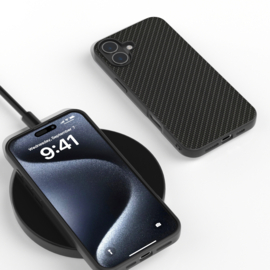 Slim Carbon Bescherm-Hoes Cover  voor iPhone 16       Zwart