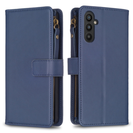 9 Pas - Portemonnee Etui Hoes voor Samsung Galaxy A34   -  Blauw