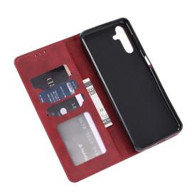 Luxe BookCover Hoes Etui voor Samsung Galaxy A56 - A36  -  Rood   - Kat  - Reliëf