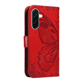 BoekCover Hoes Etui voor Samsung Galaxy A37 - A36 - A56  -  Vlinders -  Rood - V1*