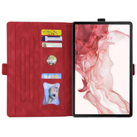 Luxe Bescherm-Etui Hoes Map voor Samsung Galaxy Tab S9 FE  - S10 FE-  10.9"  -    Hart en Vlinder  - Rood