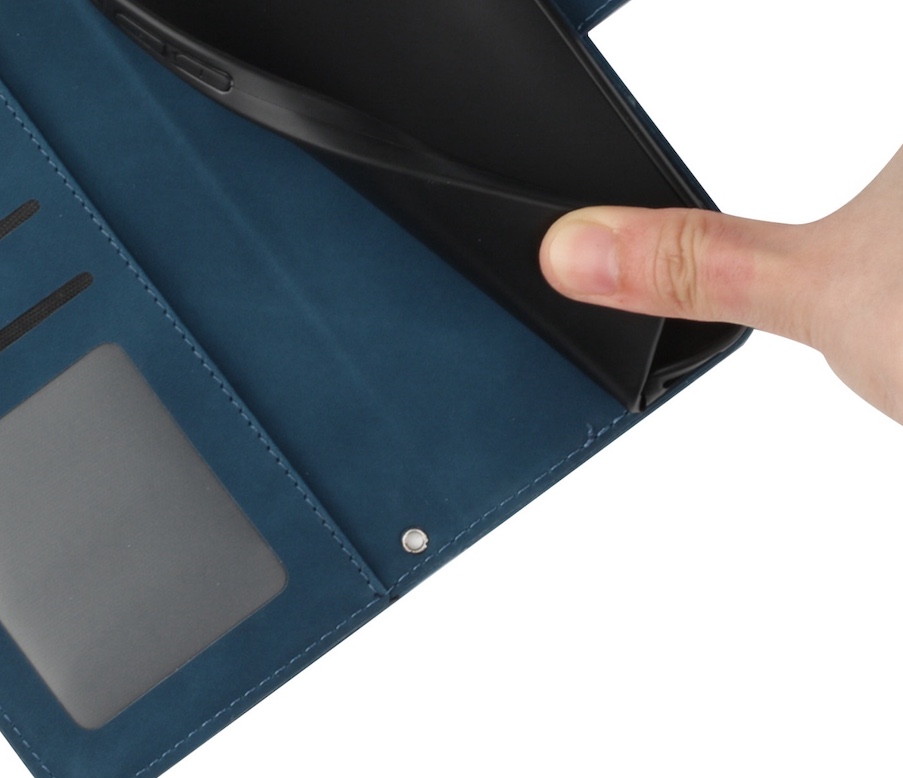 Hoes - Etui - Tas voor Samsung Galaxy A36  -  A56   Met Schouder - Draagkoord -  Donker-Blauw -  Zonnebloem Reliëf