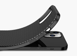 Luxe TPU Carbon  Bescherm-Hoes  voor iPhone 12 Mini    Blauw