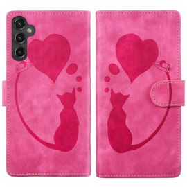 BoekCover Hoes Etui voor Samsung Galaxy A56 - A36  -  Kat en Hart  - Roze  - Reliëf