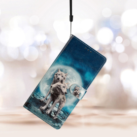 BoekCover Hoes Etui voor Samsung Galaxy A36  -  A56   -  Wolven - Maan