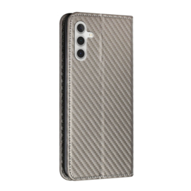 Luxe BookCover Hoes Etui voor Samsung Galaxy A15  -  Carbon-Zilver