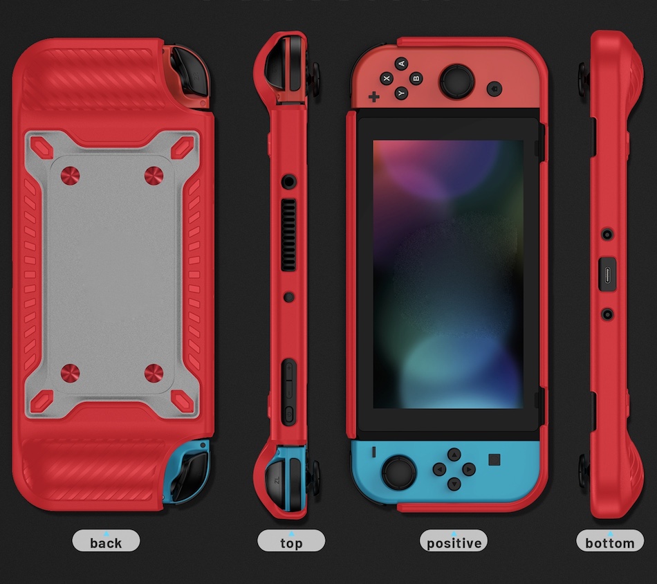 Grip TPU Bescherm Hoes Cover voor Nintendo Switch  OLED -  Rood