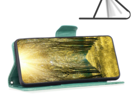 PU BookCover Hoes Etui voor Samsung Galaxy S24  - S25   Groen  Vlinders