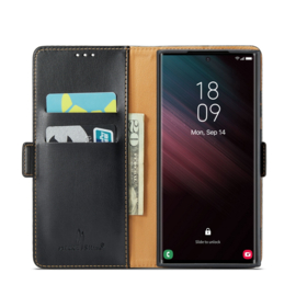 Luxe BookCover Hoes Etui voor Samsung Galaxy S23 Ultra    Zwart