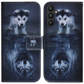 BookCover Hoes Etui voor Samsung Galaxy A54  -  Wolf - Welp