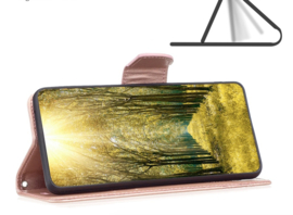 PU BookCover Hoes Etui voor Samsung Galaxy A55    Vlinders - Roze Goud
