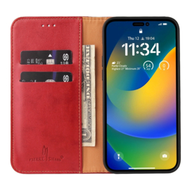 Luxe BookCover Hoes Etui voor iPhone 15  PRO MAX   Rood