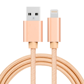 Luxe Metalen Lightning Oplader - Data USB Kabel voor iPhone - iPad  100cm   Goud