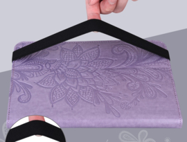 Bescherm-Etui Hoes Map voor Samsung Galaxy Tab A9 Plus - 11 -   Bloem Reliëf -  Paars