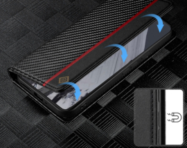 Luxe BookCover Hoes Etui voor Google  Pixel 9  -  9 PRO -   Zwart-Rood-Carbon