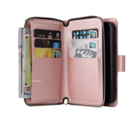 Luxe BookCover - 9 Cards - Wallet Etui voor iPhone 15  -  Roze