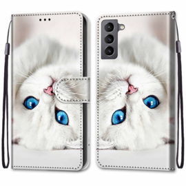 BookCover Hoes Etui voor Samsung Galaxy S22 5G  - Witte Kat