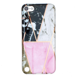 iPod Touch 5G 6G 7G  - TPU Flex Bescherm-Hoes Skin Hoesje -  Roze Zwart Wit Marmer