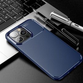 Luxe TPU Carbon  Bescherm-Hoes  voor iPhone 13 Pro     Blauw