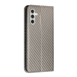 Luxe BookCover Hoes Etui voor Samsung Galaxy A54  -  Zilver  - Carbon