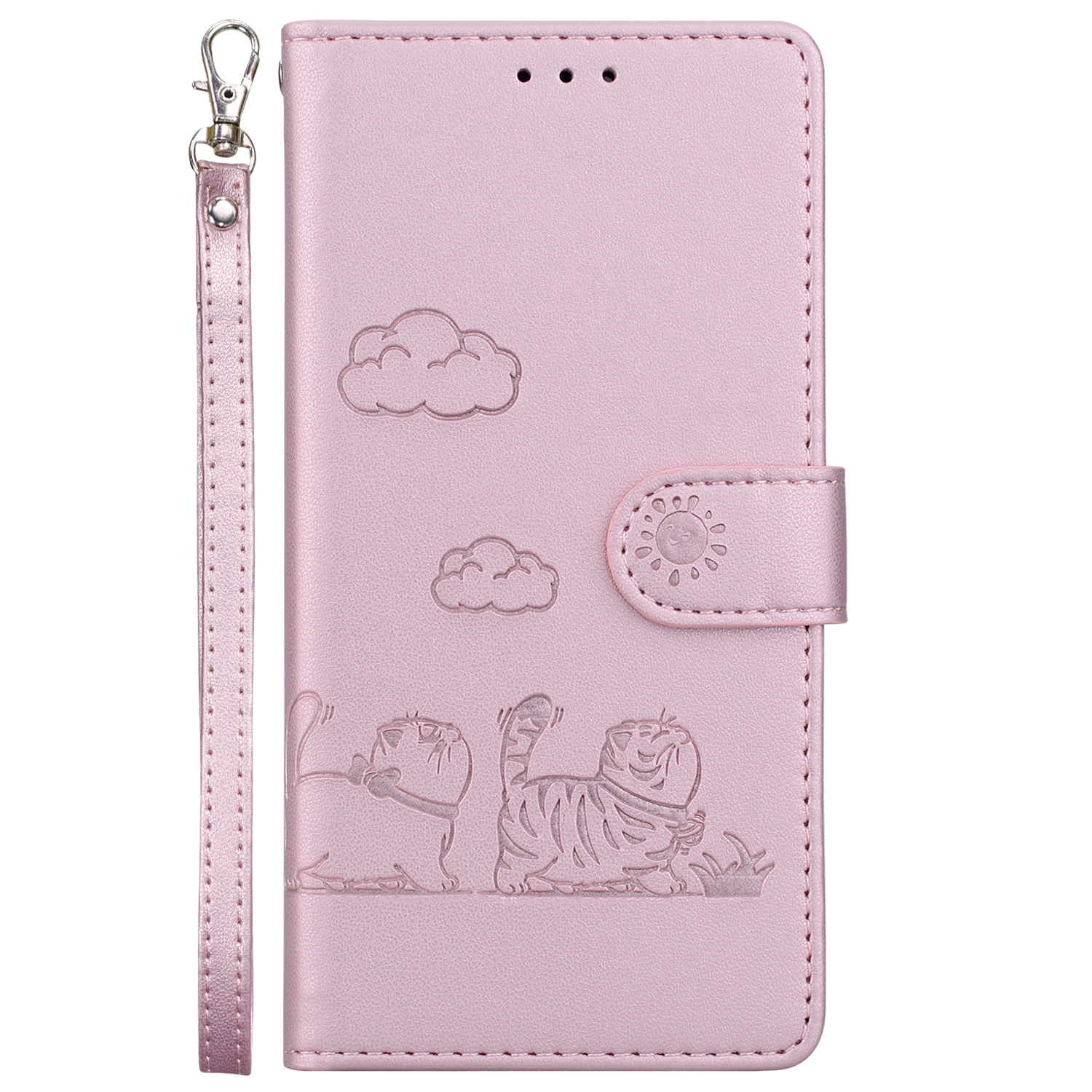 BookCover Hoes Etui voor Samsung Galaxy S24 - S25  -  Roze  - Cartoon Cats   - Kat - Reliëf