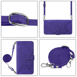 Hoes - Etui - Tas voor Samsung Galaxy A36 - A56  - Met Schouder - Draagkoord -  Paars
