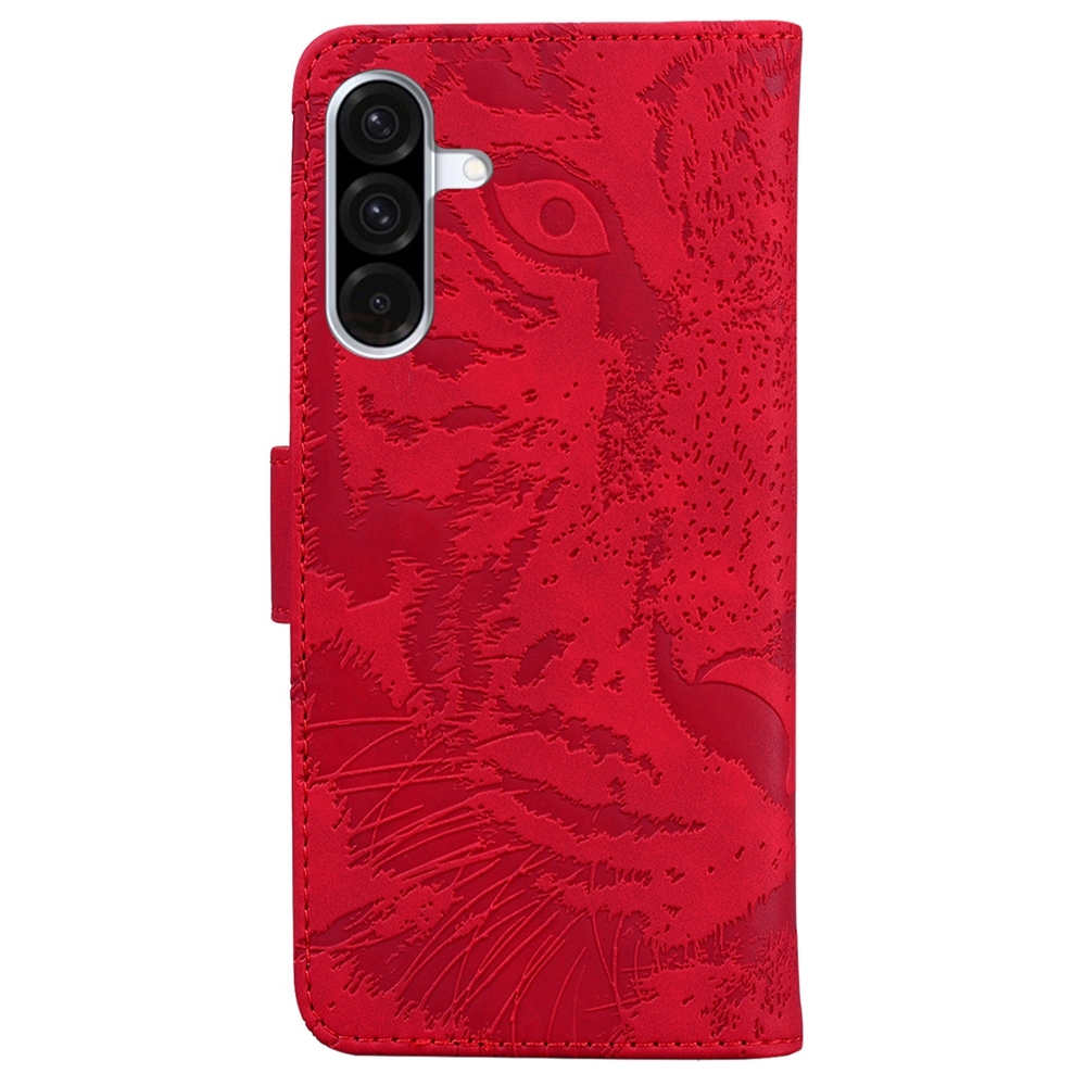 BoekCover Etui Hoes voor Samsung Galaxy A36 - A56  -  Rood   -  Tijger in Reliëf