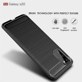 Samsung Galaxy S20 - Carbon TPU Bescherm-Hoes Skin - Zwart