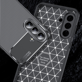 Carbon TPU Bescherm-Hoes Skin Cover voor  Samsung Galaxy A56 - A36 - Zwart