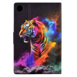 Luxe Bescherm-Etui Hoes Map voor Samsung Galaxy Tab A9 Plus - 11 -    "Tijger" Zwart