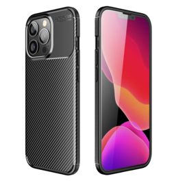 Luxe TPU Carbon  Bescherm-Hoes  voor iPhone 14 Pro     Zwart