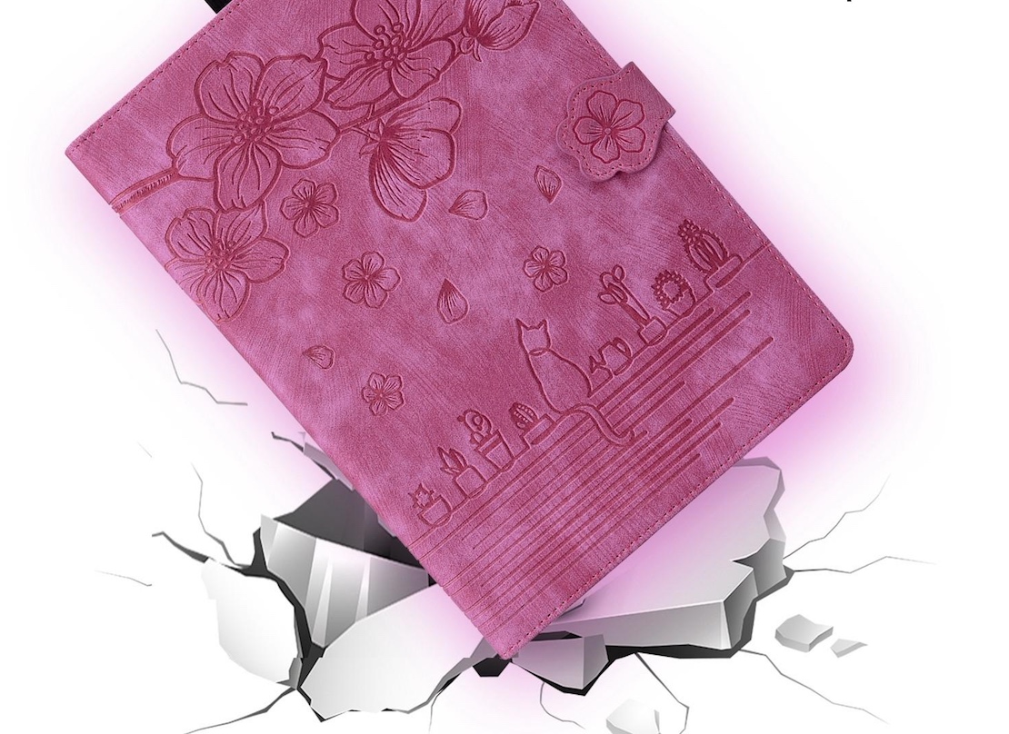 Bescherm-Etui Hoes Map voor Xiaomi Redmi Pad SE 11 2025  -   Bloemen en Kat -  Roze