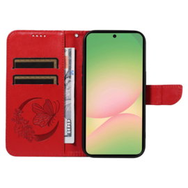 BoekCover Hoes Etui voor Samsung Galaxy A57  -  Vlinder -  Rood - V1*