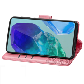 PU BookCover Hoes Etui voor Samsung Galaxy A16 - A26    Vlinders   Roze