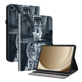 Luxe Bescherm-Etui Hoes Map voor Samsung Galaxy Tab A9 Plus - 11 -    Kitten  - Tijger