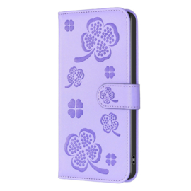 BookCover Hoes Etui voor Samsung Galaxy S24 FE  -  Klavertje Vier - Geluk - Paars