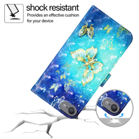 Bescherm-Etui Mapje Hoes voor iPod Touch   - Blauw - Gouden Vlinder