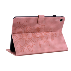 Luxe Bescherm-Etui Hoes Map voor Samsung Galaxy Tab A9 Plus  -  11"  -    Lelie  - Roze