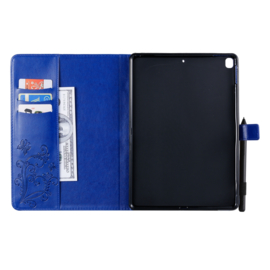 Luxe Bescherm-Etui Map voor iPad 10.2 - iPad Air 10.5  - "Vlinder"  Blauw