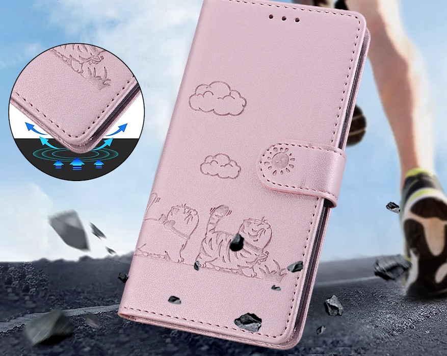 BookCover Hoes Etui voor Samsung Galaxy S24 - S25  -  Roze  - Cartoon Cats   - Kat - Reliëf