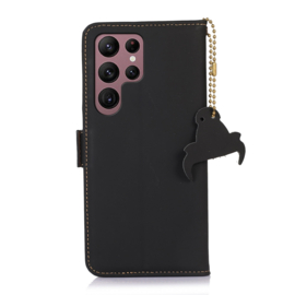 Lederen BoekCover Etui Hoes voor Samsung Galaxy S25 Ultra   -  Zwart
