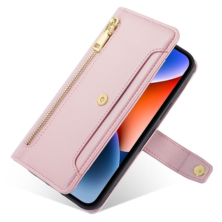 Luxe Portemonnee - Etui  Hoes Tas voor iPhone 16  - Met Schouder - Draagkoord -  Roze