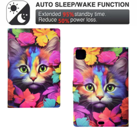 Slim Bescherm-Etui Map voor iPad Pro 11 - 2024  - Kat - Rainbow